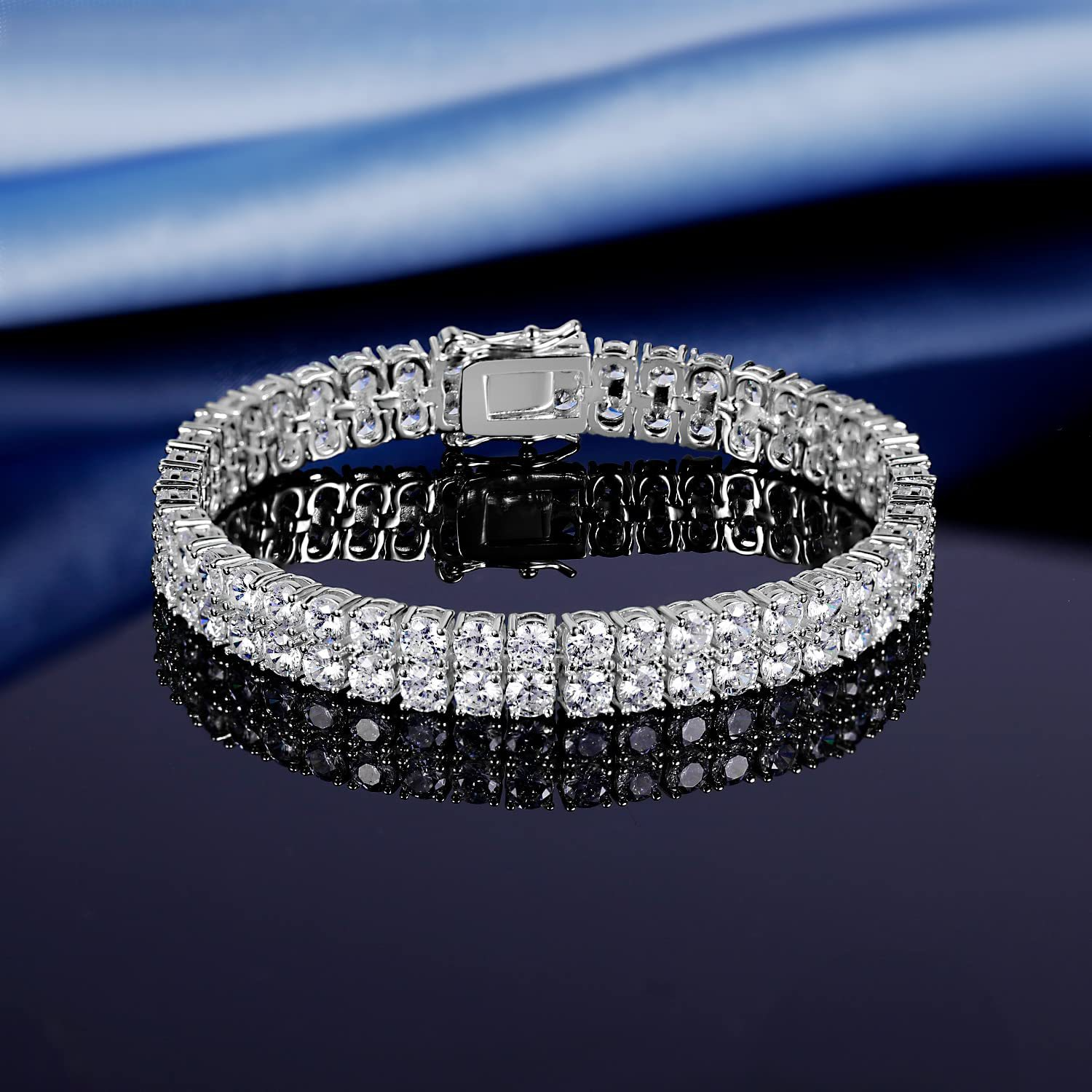 爆款嘻哈3MM镶锆石网球手链双排Tennisbracelet潮批