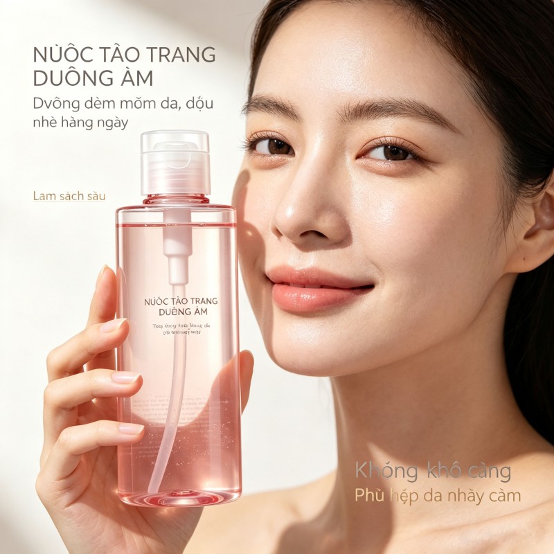 Nước tẩy trang dưỡng ẩm dịu nhẹ, làm sạch sâu bụi bẩn dầu thừa, mềm da không khô căng, phù hợp da nhạy cảm
